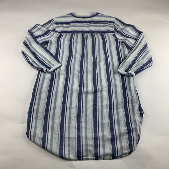J.Crew Blue Striped Linen Blend Split Neck Tunic Shirt Dress S - Picture 7 of 8